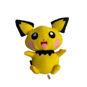 Pokemon Pichu Plush Stuffed Animal Toy Yellow‎ Black Cheeks Red Mouth